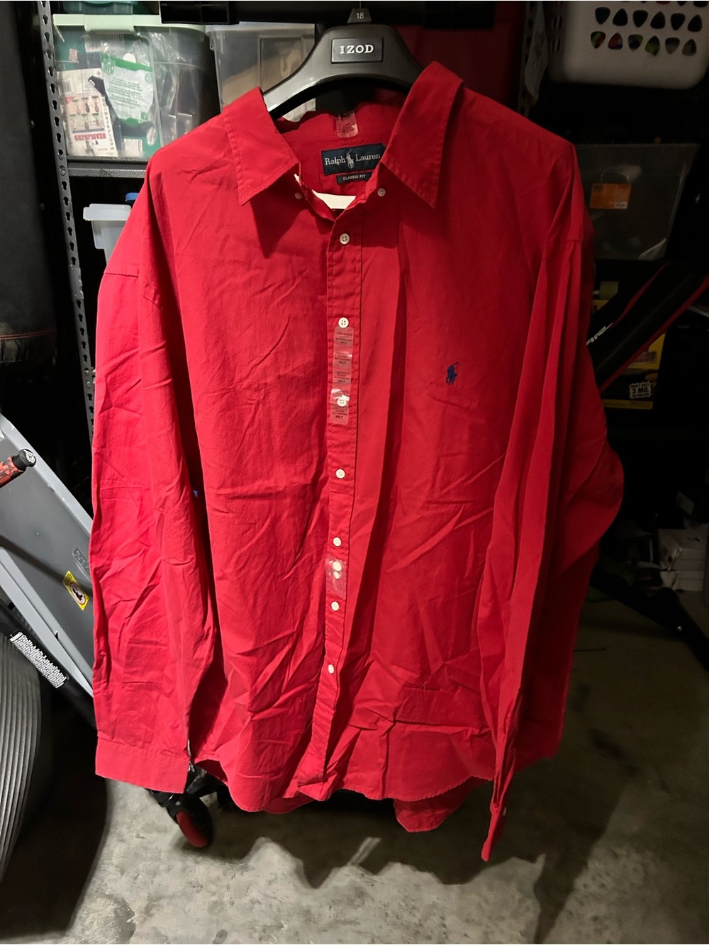 NWT Polo Ralph Lauren Men’s Red Classic Fit Button Down Shirt Navy Pony